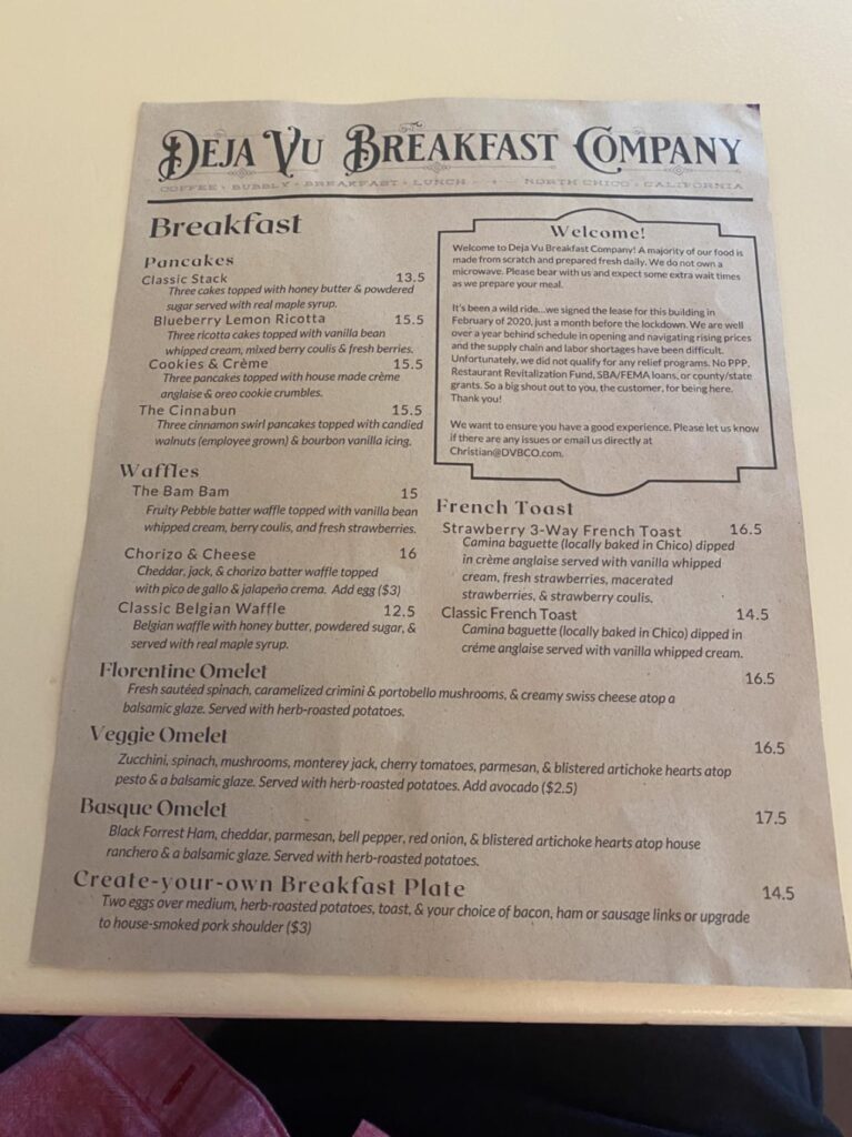 Deja Vu Breakfast Company Menu 7